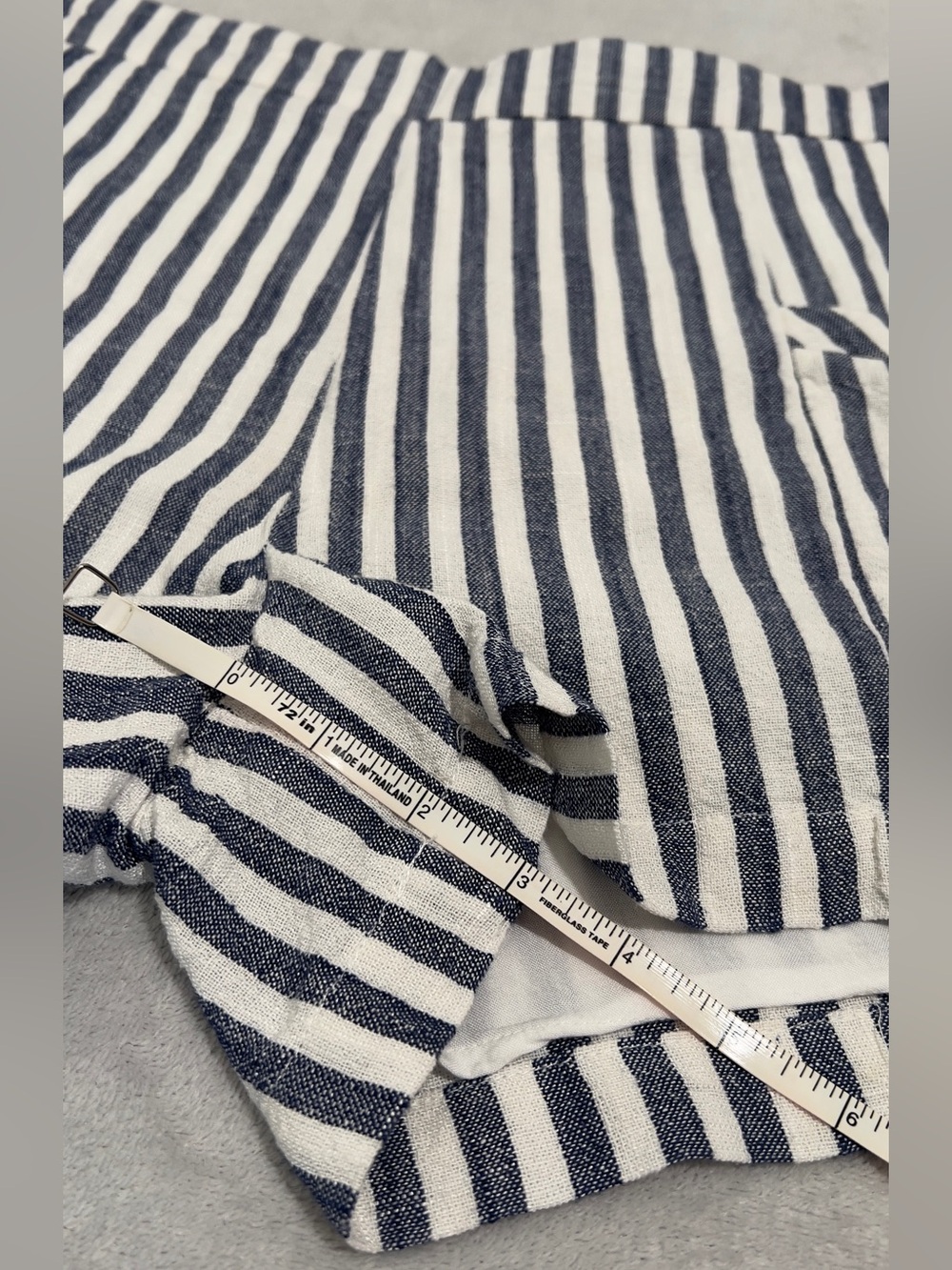 Anthropologie ett:twa blue and White Striped Women’s Linen Shorts - Picture 9 of 11